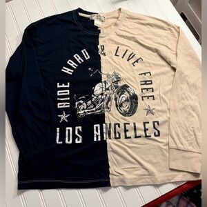 Cut & Sew Women's Long Sleeve Tee - Black and Cream